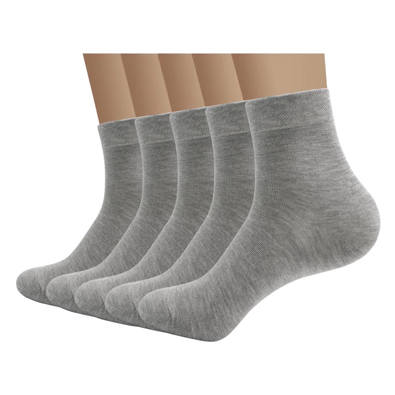 SERISIMPLE Viscose Bamboo Men's Breathable Quarter Thin Ankle High Socks - Comfort Cool Soft 5 Pairs (Large, Grey) - Image 1
